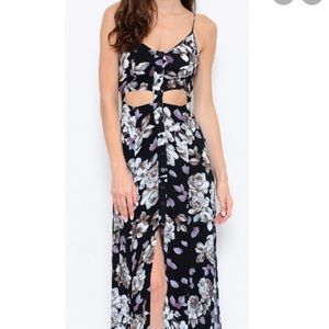 Cutout floral maxi dress